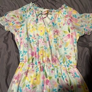 Lauren Conrad Dress, size small, light blue with multi-color flowers
